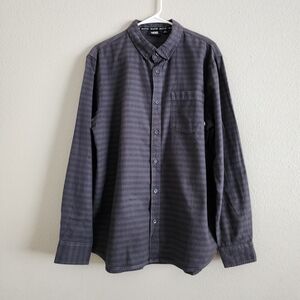 Men's Vans Grey Two Tone Striped Button Up Large